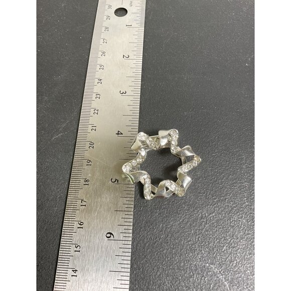 Silver Rhinestone Scarf Ring Holder Vintage Starburst Design Decorative - Picture 6 of 6